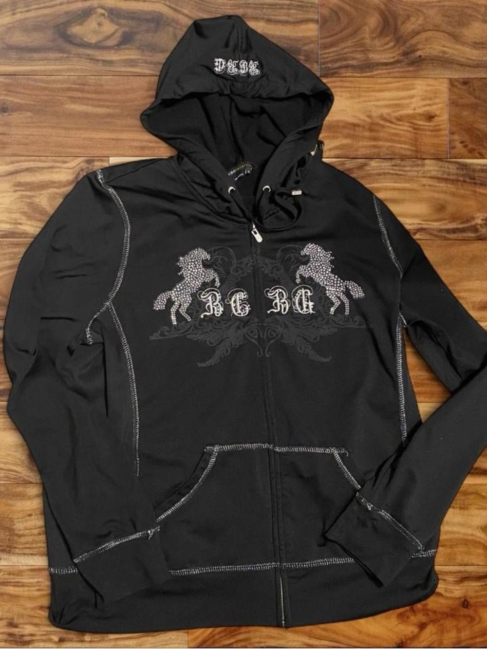 BCBGMaxAzria Black Logo Hoodie